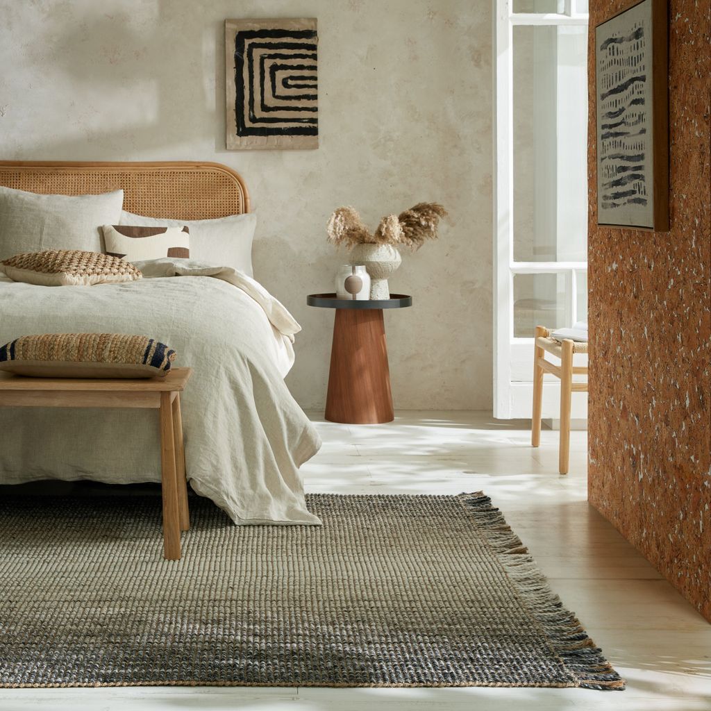 Luxus Handgewebter Teppich - Jute & Wolle Mix - "Weaver". Farbe: Grau, 60x110 cm | Kadima Design