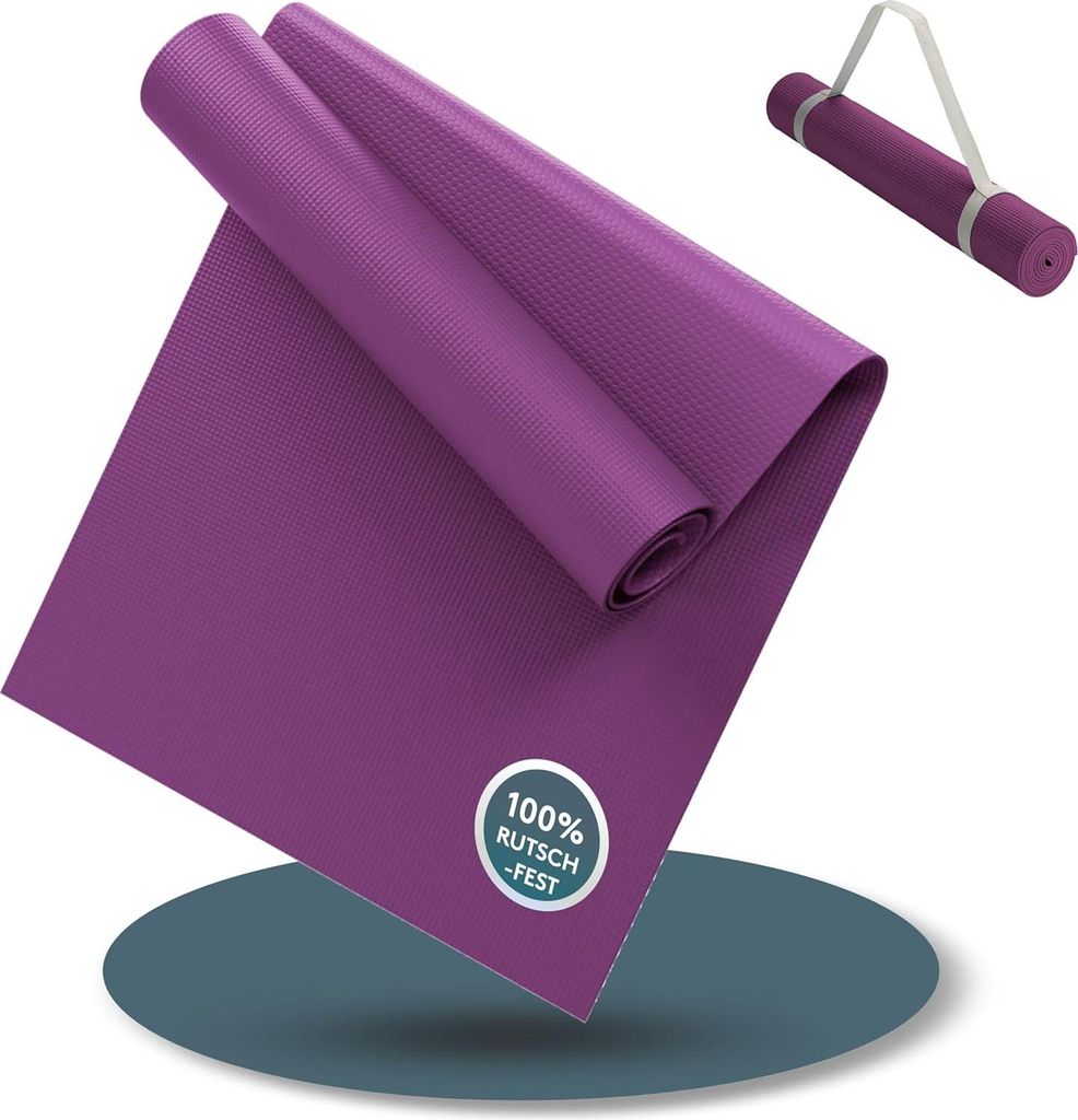 Yogamatte Türkis 180x60 cm Inklusive Tragegurt Sport- und Yogamatte Extra Rutschfest 4 mm Dicke Gymnastikmatte Fitnessmatte Workout Yoga Sportmatt...