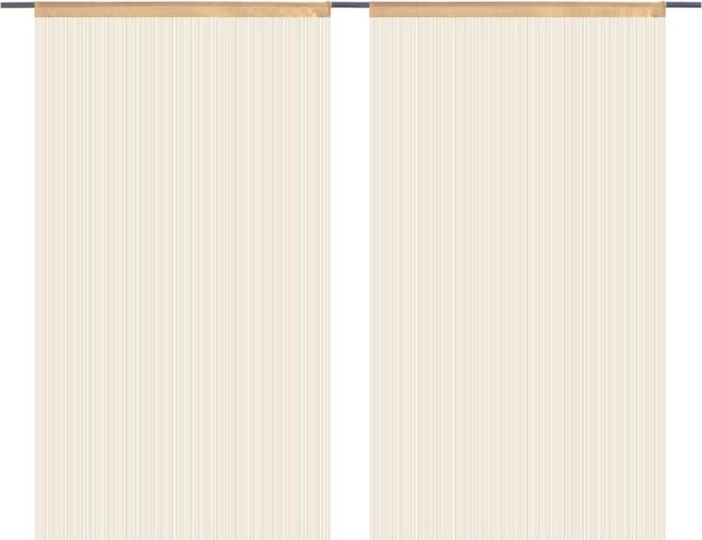 2 Pz Tende a Fili 100x250 cm Beige Immagine del prodotto 