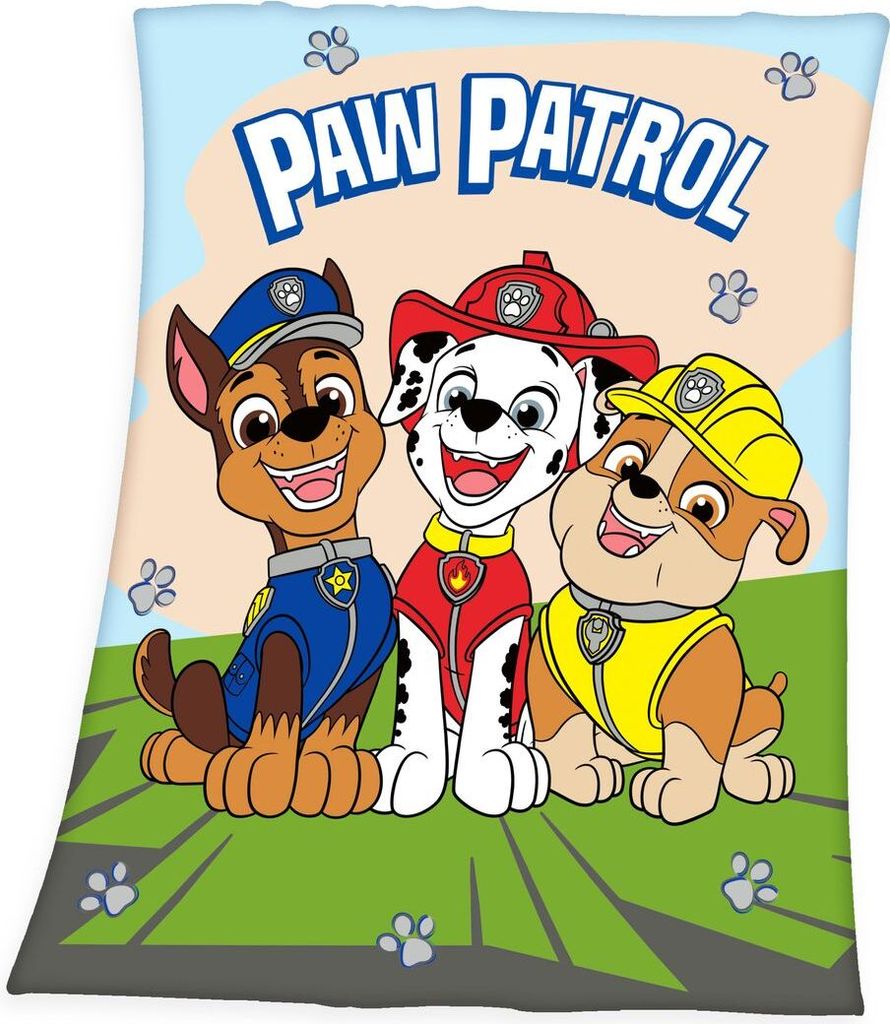 Herding Fleecedecke 130x170cm Paw Patrol Pfoten Hunde Patrouille Kuscheldecke Kinder Decke Fleece Bunt