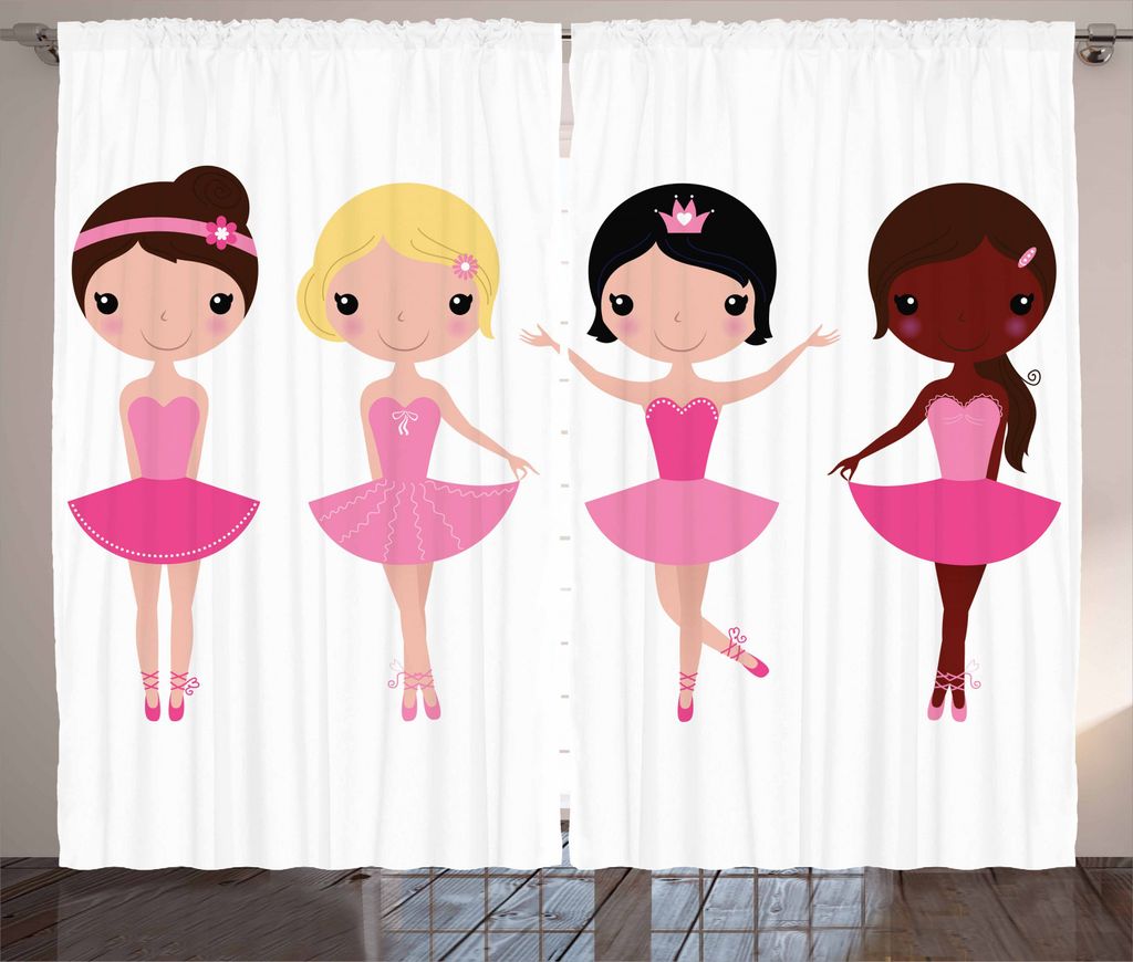 ABAKUHAUS Ballett Rustikaler Vorhang, Kleinkind Mädchen in Kostüme, Wohnzimmer Universalband Gardinen mit Schlaufen und Haken, 280 x 245 cm, Mehr...