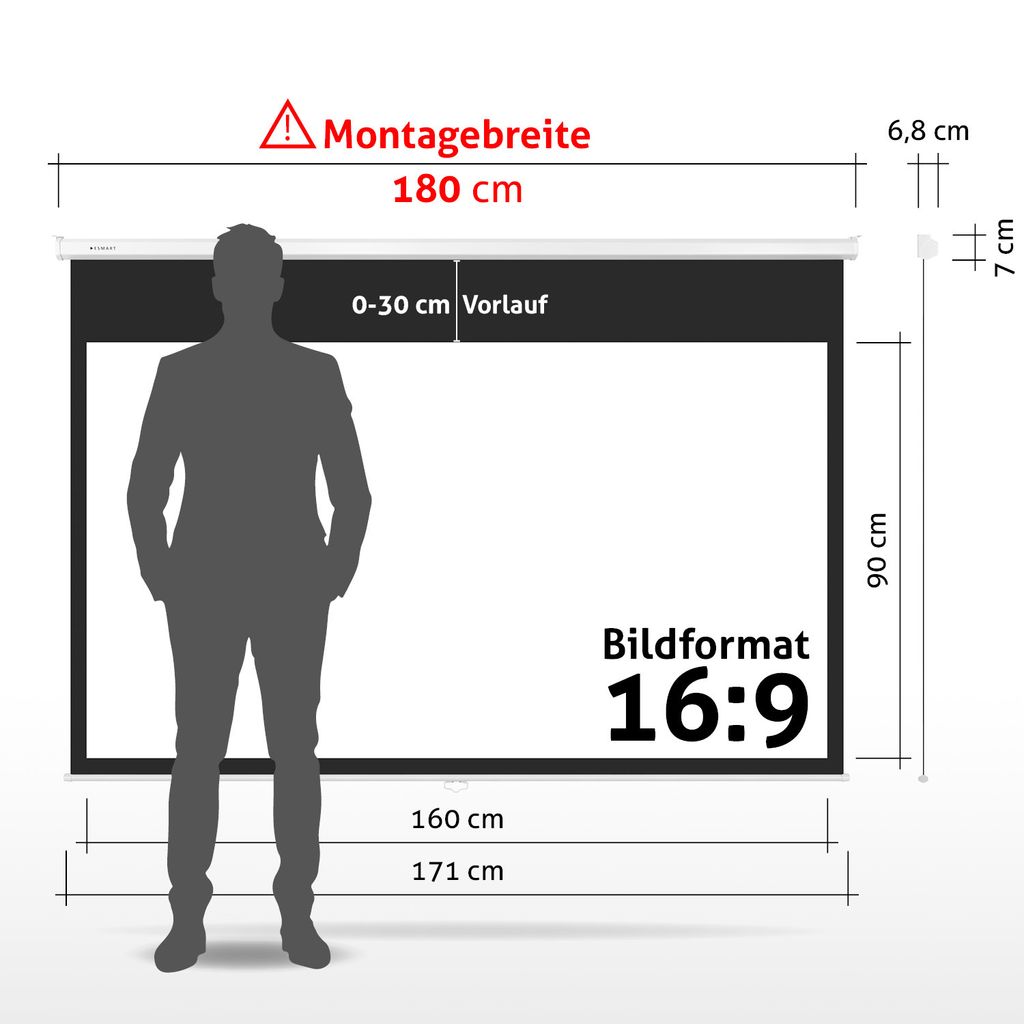 ESMART Professional MIROLO Rollo-Leinwand 160 x 90 cm (72") Produktbild 2