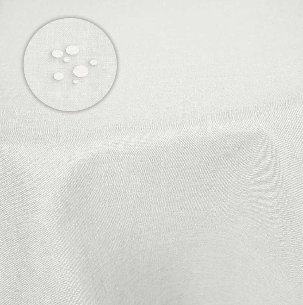Tischdecke 135x180 cm weiß oval beschichtet Leinenoptik wasserabweisend Lotuseffekt