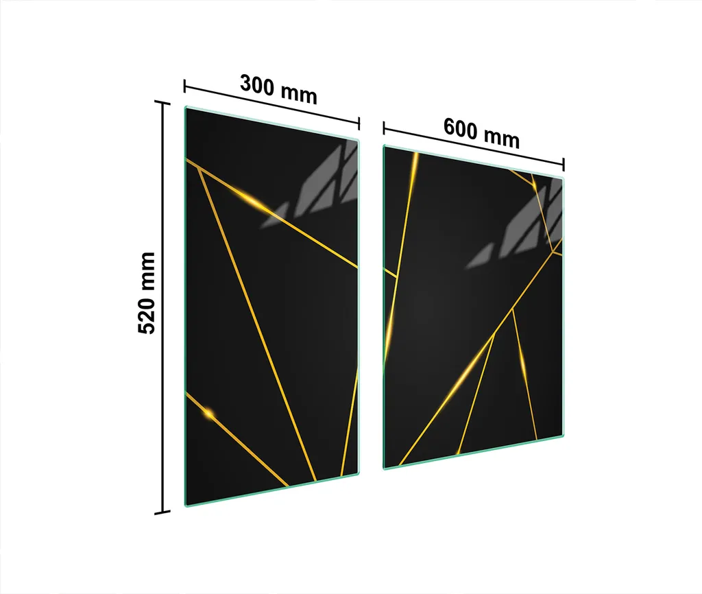 Tagliere Vetro 90x52 Coprifornelli Nero Universale - 2 Pezzi