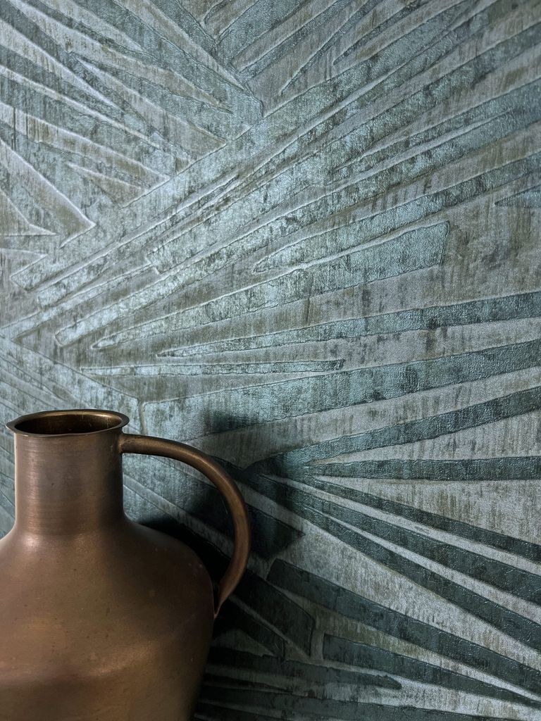 NEWROOM Tapete Blau Vliestapete Linien - Mustertapete Glamour Grau Metallic Struktur Glanz Glanztapete Modern Streifentapete