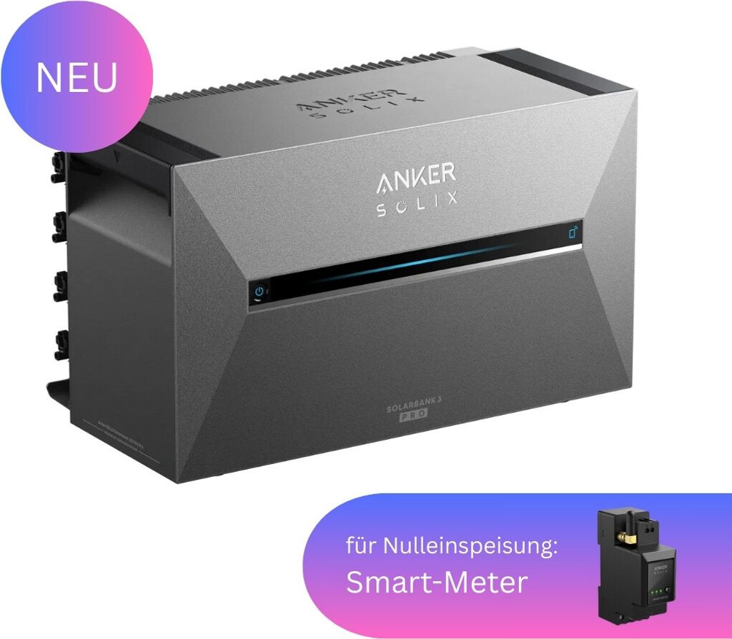 Anker Solarbank 3 – bidirektionaler Speicher für Balkonkraftwerk mit 2,7 kWh Kapazität, KI-Steuerung, bis zu acht Solarmodule ohne Smart-Meter