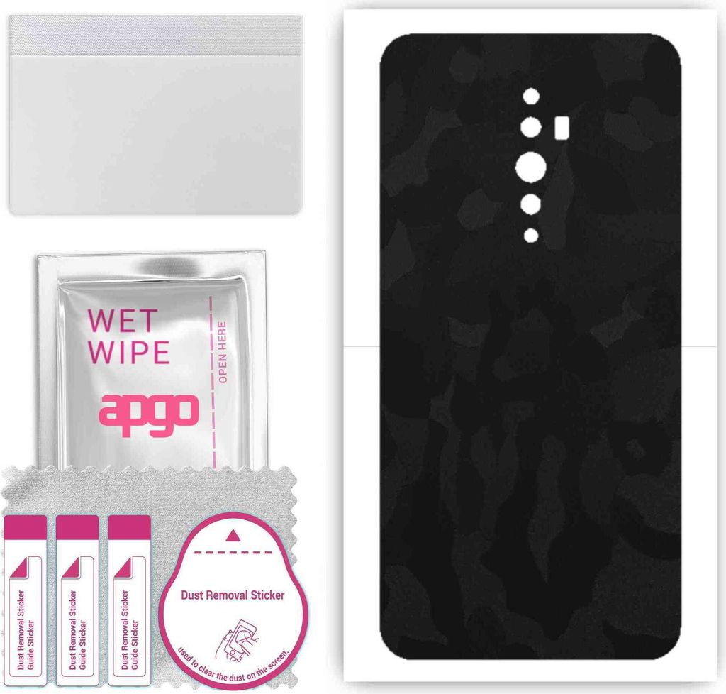 apgo Rückseite Schutzfolie, Skin, kompatibel mit Oppo Reno2 Z, Hinten Displayschutzfolie aus Vinylfolie, kratzfest, einfache Montage - Schwarzes T...