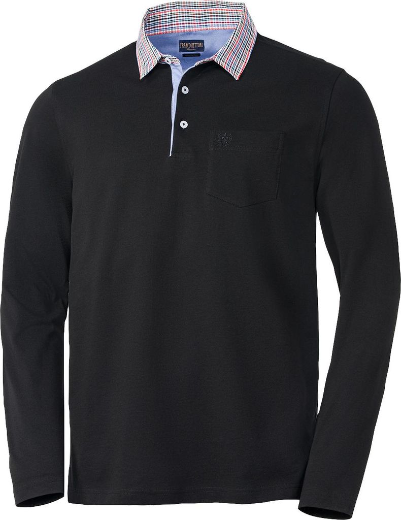 Franco Bettoni Herren Poloshirt mit Hemdkragen langarm, atmungsaktiv und pflegeleicht