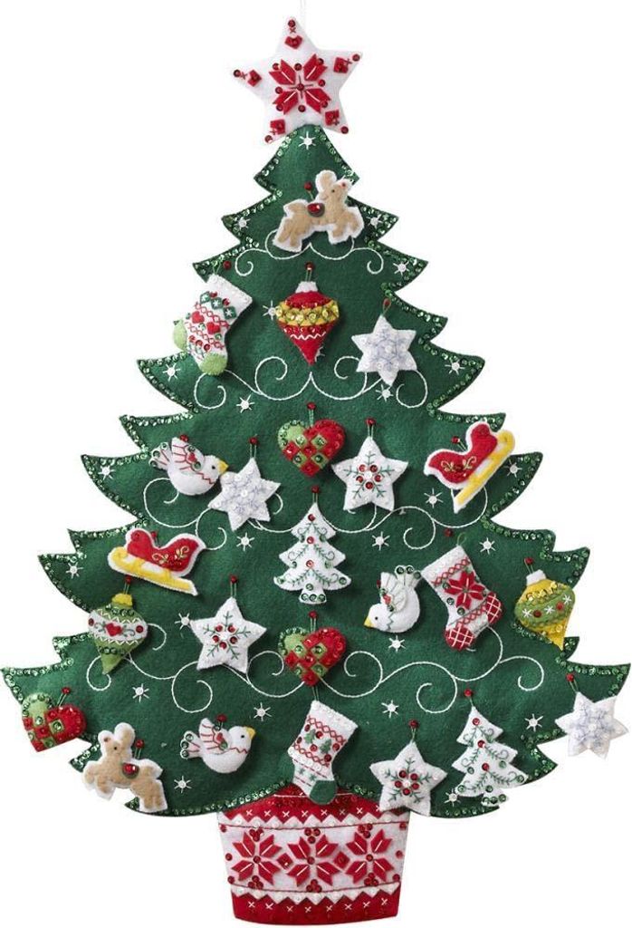 Bucilla Nordic Tree Adventskalender Filz Applikation Kit für kreative Bastler