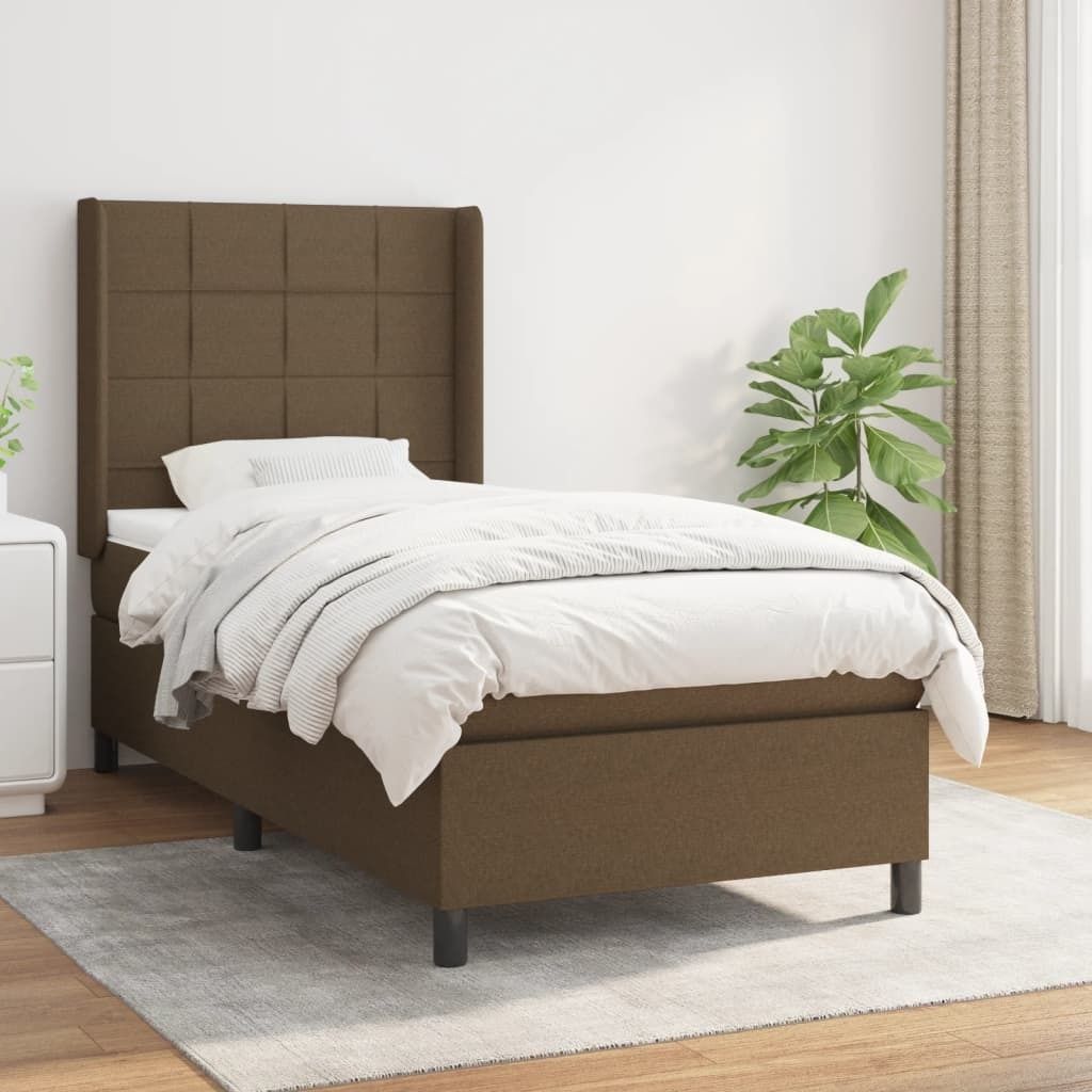 Maison Exclusive - Boxspringbett mit Matratze Dunkelbraun 90x190 cm Stoff