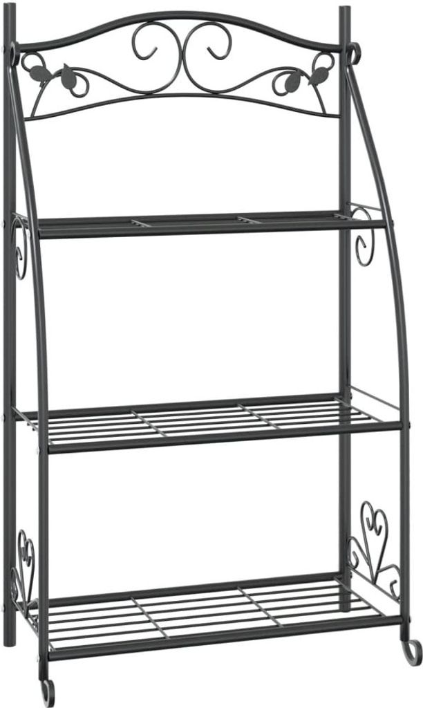 vidaXL Scaffale a fiore nero 56x30x96 cm acciaio Immagine del prodotto 