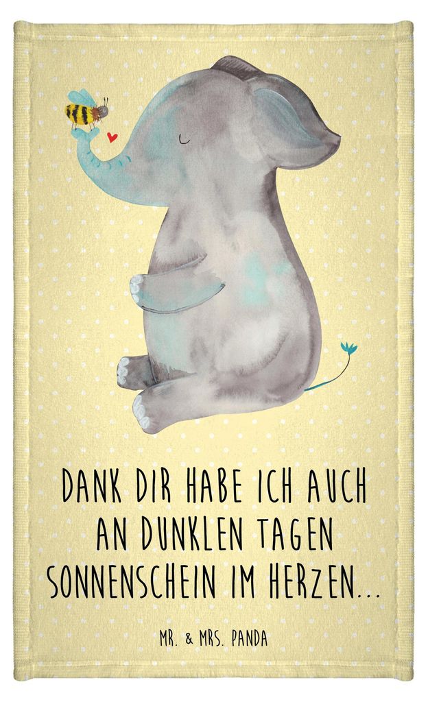 Mr. & Mrs. Panda Handtuch Elefant Biene - Gelb Pastell - Geschenk, Liebesgeschenk, Liebe, badezimmer, Liebesspruch, Lustige Sprüche, Hochzeitsgesc...
