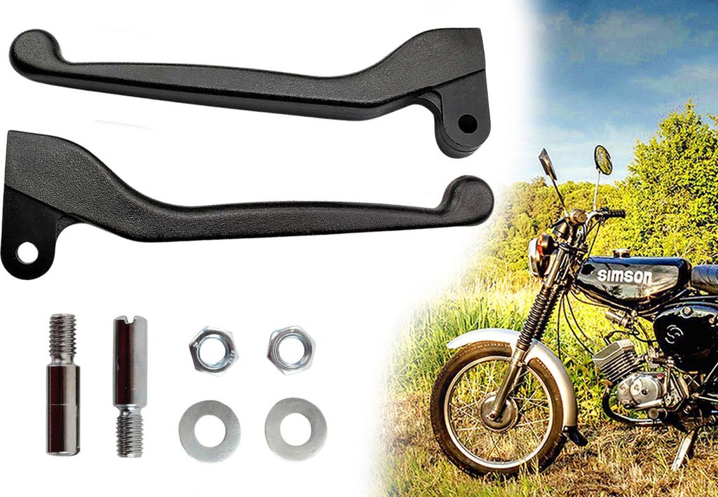 Kupplungshebel + Bremshebel abgewinkelte Form + Schrauben Set für Simson KR51, S50, S51, S53, S70, S83
