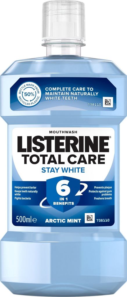 Listerine Stay White Arctic Mint Mouthwash For White Teeth 500 ml