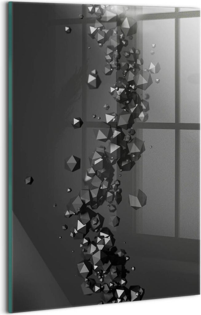 Designer Glasbild - Wandbild - Glas Bild - 20x30 cm - Abstraktion Von 3D-Formen