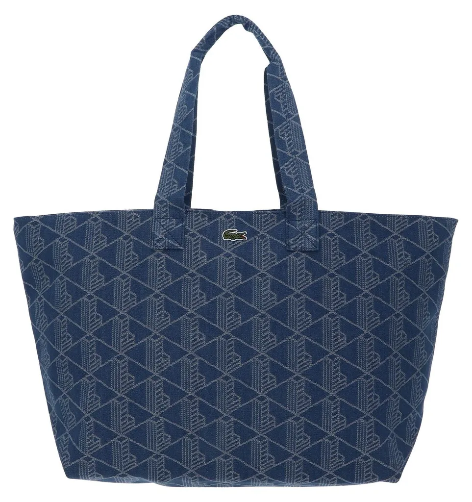 Lacoste Sac Shopper Mono Jacquard Denim Bleu Marine avec Logo Monogramme