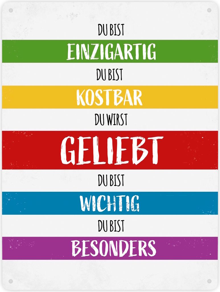 Du wirst geliebt Metallschild XXL Schild Blechschild Aluminiumschild