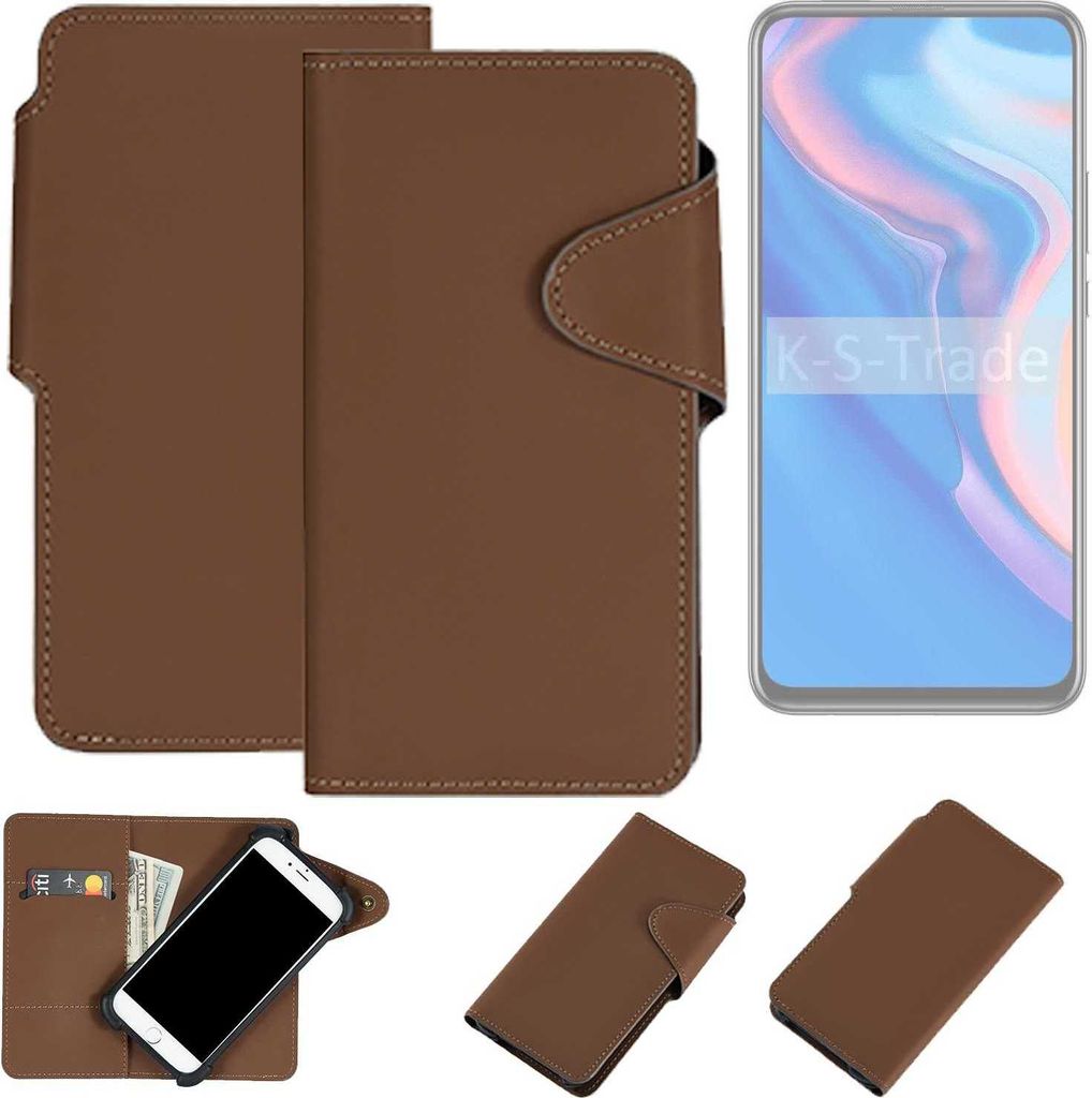 K-S-Trade Schutzhülle Klapphülle Kunstleder für Huawei P Smart Z braun Handy Hülle Wallet Case