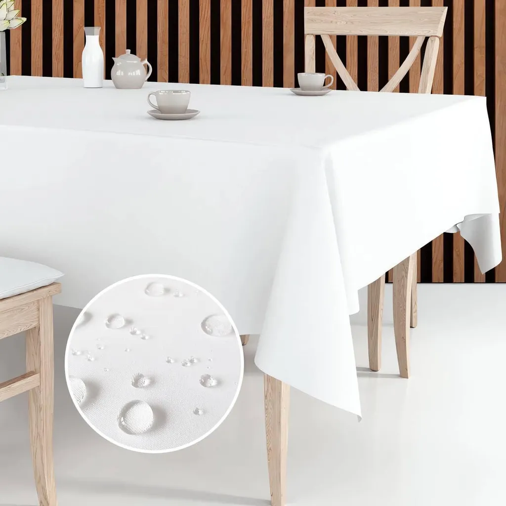 Tovaglia Antimacchia Bianca 160x220 - Elegante per Feste e Matrimoni - 1