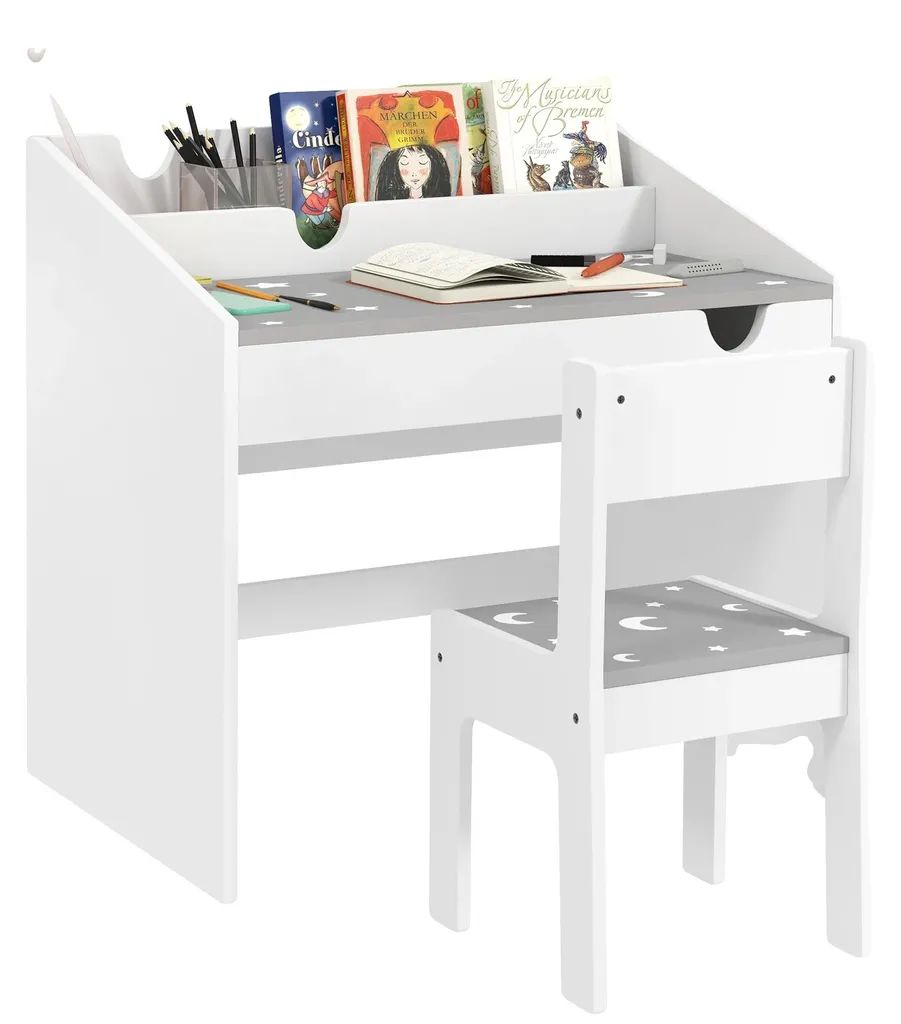 Pack bureau et chaise contre le mal de dos - Design ergonomique gris