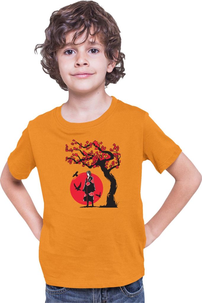 Kinder T-Shirt Japan Anime Manga Naruto Itachi Uchiha Japan Tree, 12-13 Jahr - 152 / Orange