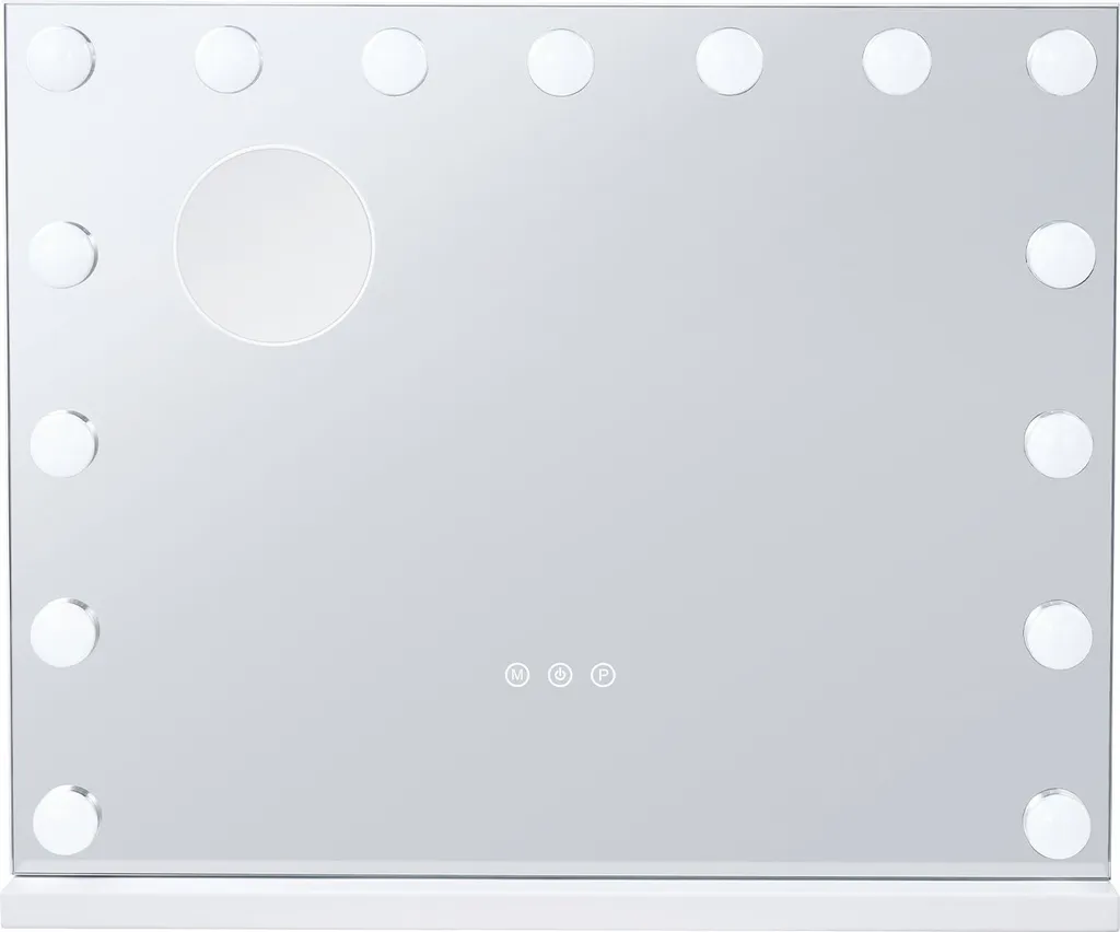Miroir Cosmétique Mural Style Hollywood Blanc 58x45 cm avec Éclairage