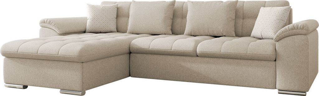 MIRJAN24 Ecksofa Diana, Eckcouch mit Bettkasten und Schlaffunktion, Polsterecke (Matana 17 + Evo 27 + Matana 17, Seite: Links)