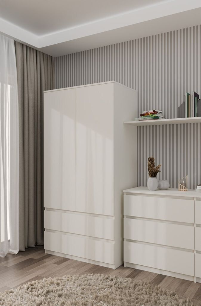 Geräumiger Kleiderschrank MALWA SS-90 mit 2 Schubladen und Produktbild 