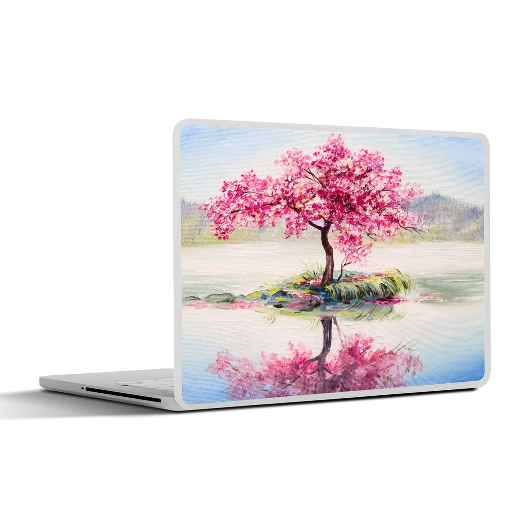 MuchoWow Laptop Aufkleber Sticker Cover Gemälde - Blüte - Wasser - Ölgemälde 30x21 cm - Sticker für Laptop - Selbstklebend