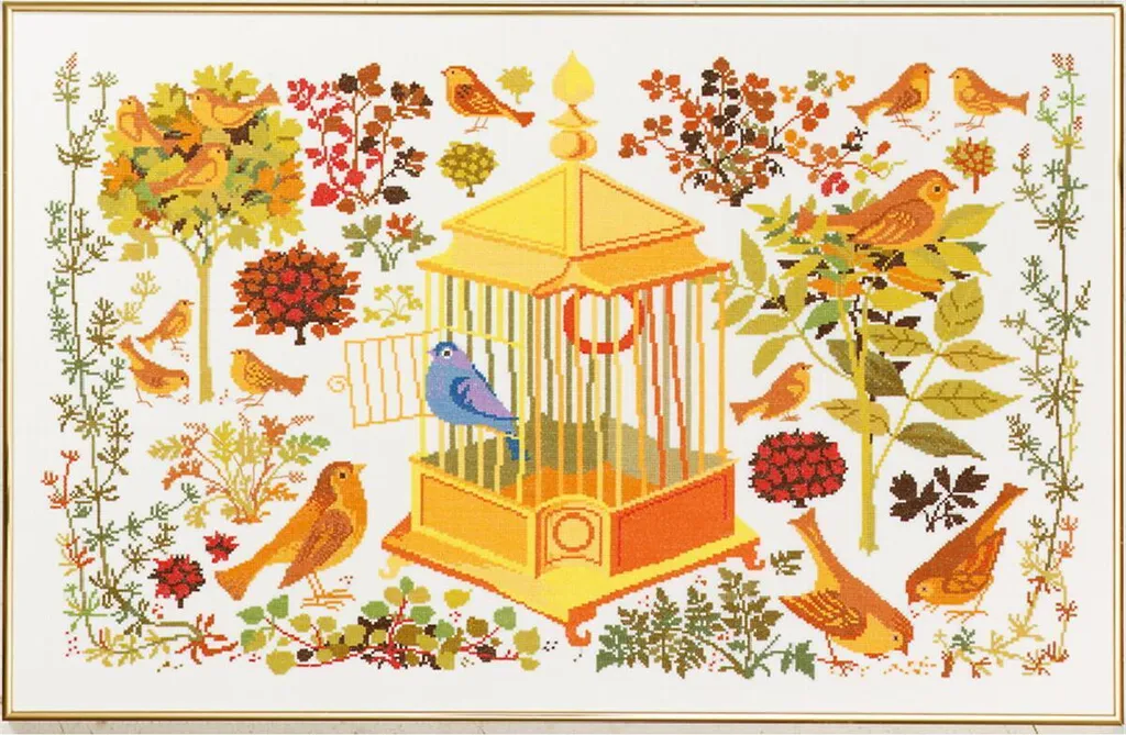 Kit broderie point de croix compté Rossignol Eva Rosenstand 45x70 cm