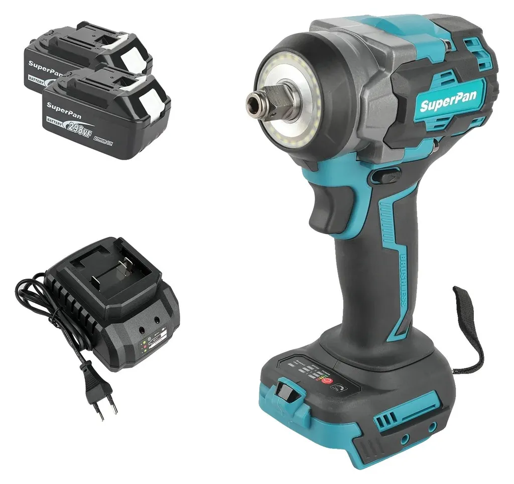 Clé à chocs dynamométrique moteur brushless et double batterie 2.0Ah UE