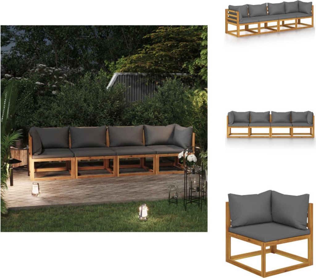 vidaXL 4-Sitzer-Gartensofa mit Auflage Akazie Massivholz - Gartenmöbel-Sets
