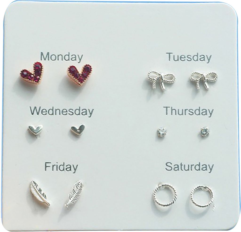 6 Paar Damen-Ohrstecker, modisch, Herz, Schleife, Feder, Ohrstecker, Schmuck, Geschenk für Party-1#