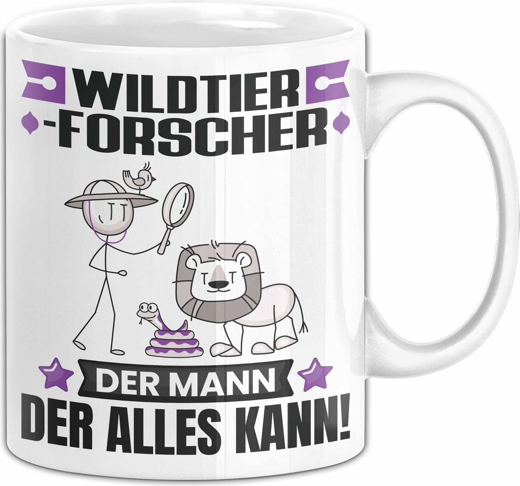 Wildtierforscher Tasse Geschenk für Wildtierforscher Der Mann Der Alles Kann Geschenkidee zum Geburtstag (Weiß)
