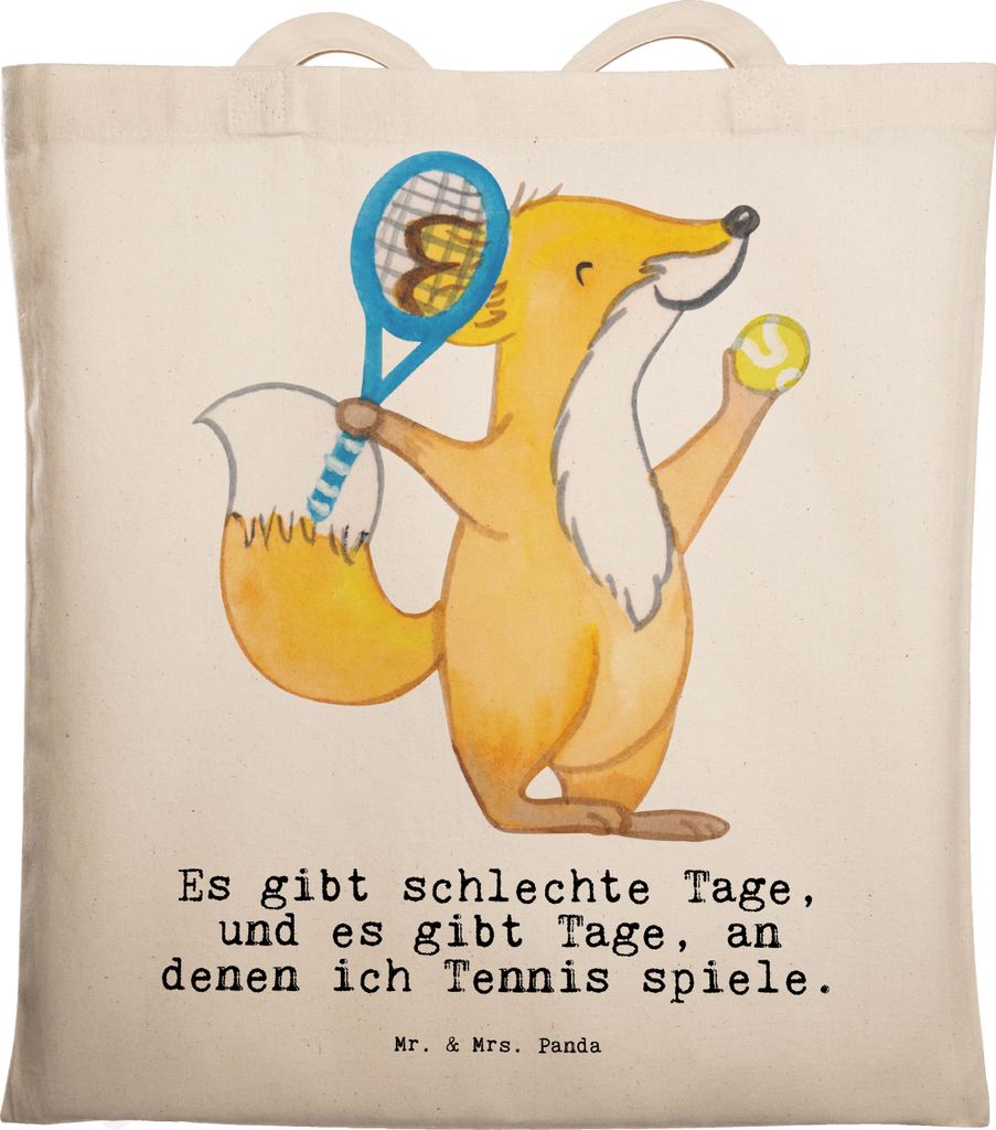 Mr. & Mrs. Panda Tote Bag Fuchs Tennis spielen - Transparent - Geschenk, Laptoptasche, Tennisverein, tragbeutel, Tasche, Tennisclub, Shopping, Schu...