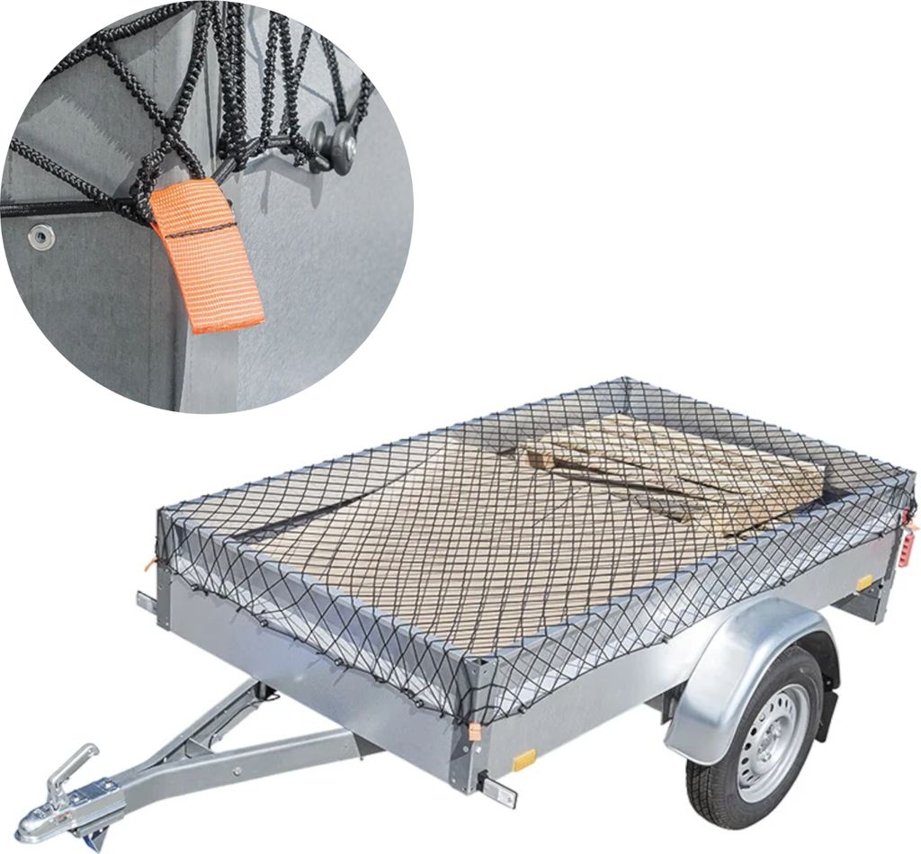 Anhängernetz 2 x 3 m mit Gummizug - Anhänger Netz Abdecknetz Transportnetz Containernetz Ladungssicherung