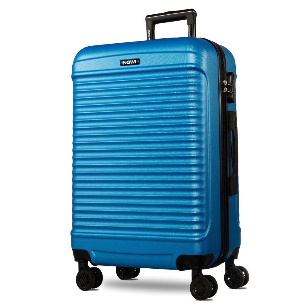 NOWI Las Palmas Koffer L – 59L Ultraleicht-Koffer, Mittelgroßer Hartschalenkoffer mit 8 Rollen 360° drehbar, Schalenkoffer mit Rollen (blau, L)