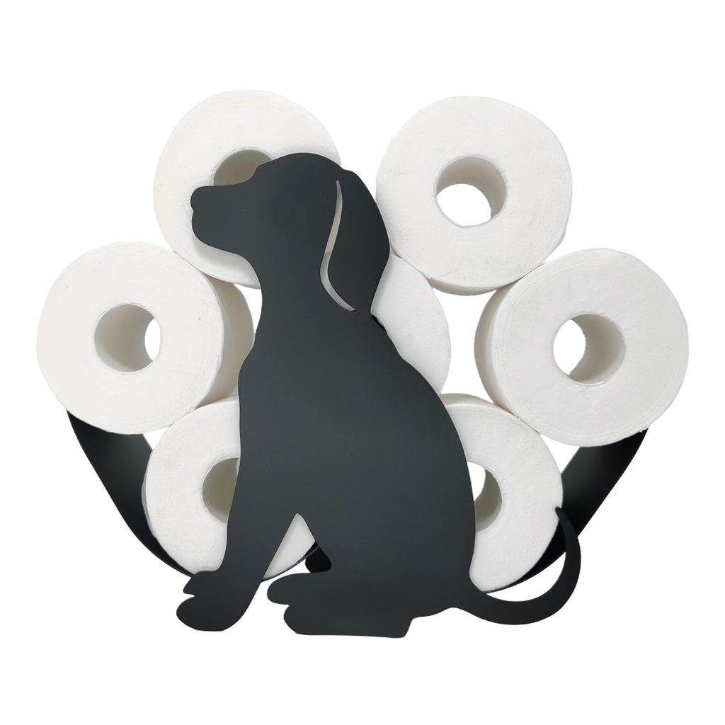 Sanics Ersatzrollenhalter Freistehend – WC-Papierhalter – Hund – Toilettenpapierhalter Schwarz – Tier
