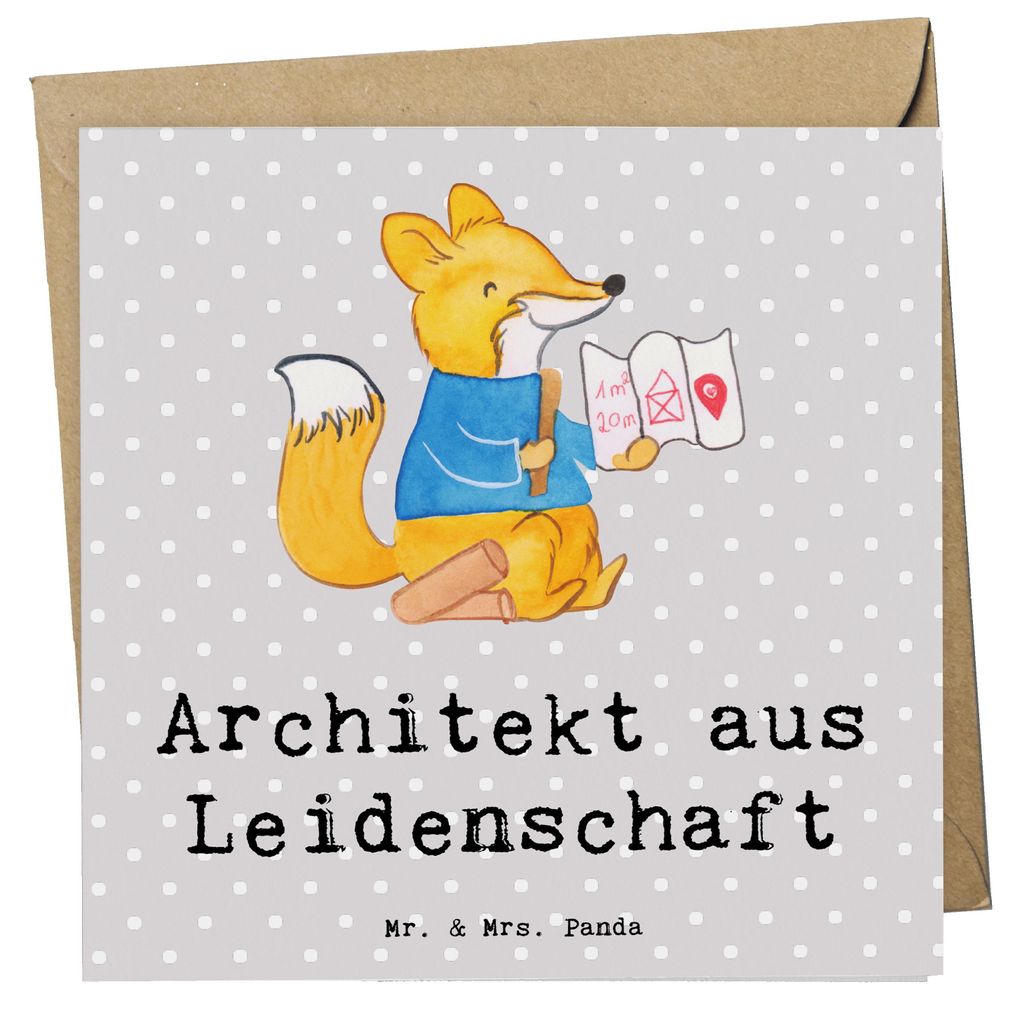 Mr. & Mrs. Panda Grußkarte Architekt Leidenschaft - Grau Pastell - Geschenk, Klappkarte, Glückwunschkarte, Witzig, faltkarte, Beruf, Lustig, dopp...
