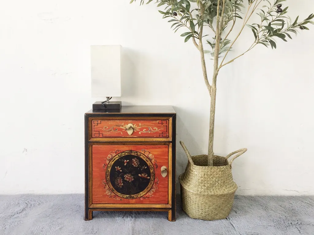 Meuble d'Appoint Oriental en Bois pour Salon ou Table de Chevet Ethnique