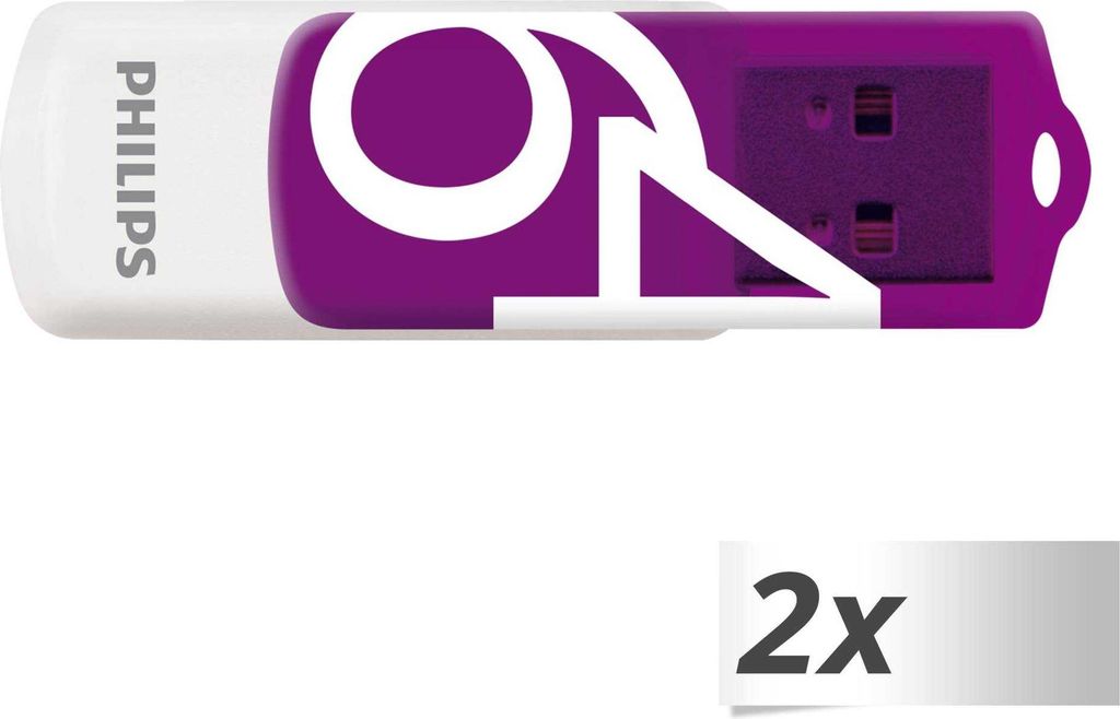 Philips Clé USB 2.0 Vivid, 64 Go, lot de 2, Couleur:Violet Image du produit 