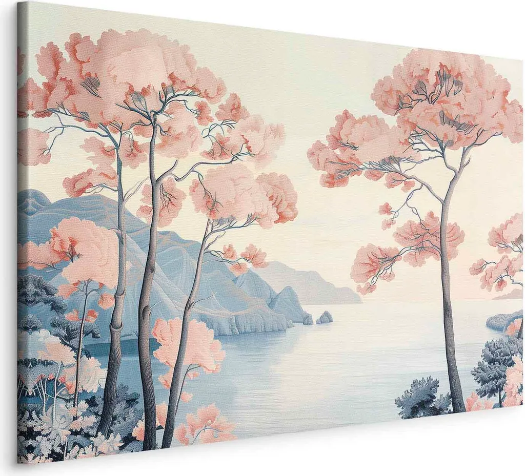 Quadro Paesaggio Rosa 90x60 cm - Stampa su Tela Moderna per Soggiorno