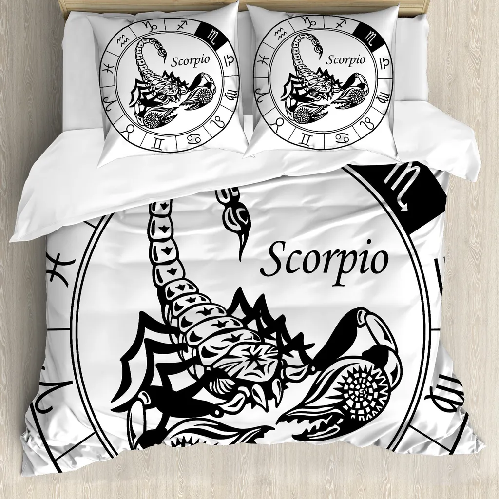 Set Letto Zodiaco Scorpione 155x220 ABAKUHAUS Design Bianco Nero