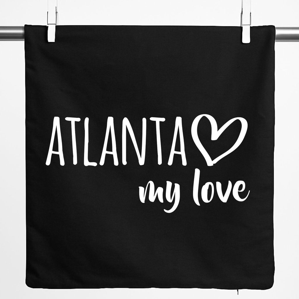 Huuraa Kissenbezug Atlanta my love 40x40cm Black Baumwolle Dekokissenbezug Geschenkidee