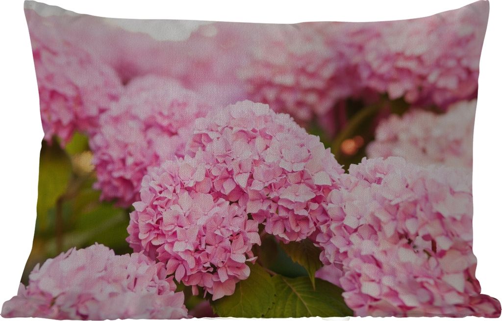 MuchoWow Outdoor Kissen - Busch - Blumen - Rosa - Hortensie - 60x40 cm - Wetterfest - Lounge Kissen - Zierkissen - Kissen für Innenräume
