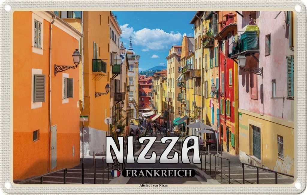 vianmo Blechschild 20x30 cm Nizza Frankreich Altstadt von Abenteuer Reisen Urlaub