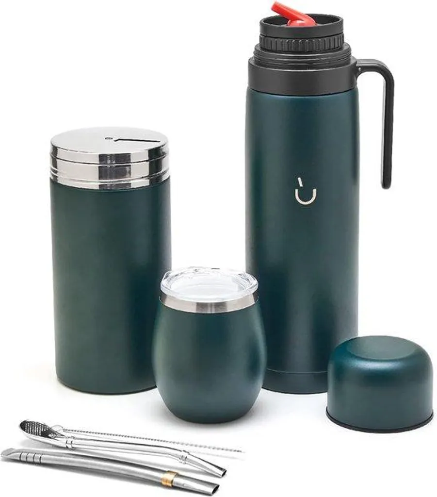 Set de Voyage Yerba Maté avec Calebasse et Thermos Inox - Kit Complet Or