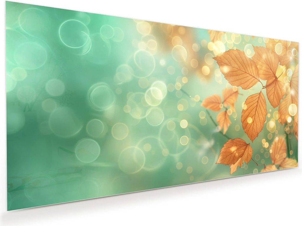 Glasbild 120x60cm in XXL für Wohnzimmer, Schlafzimmer Motiv Herbstliche Blätter