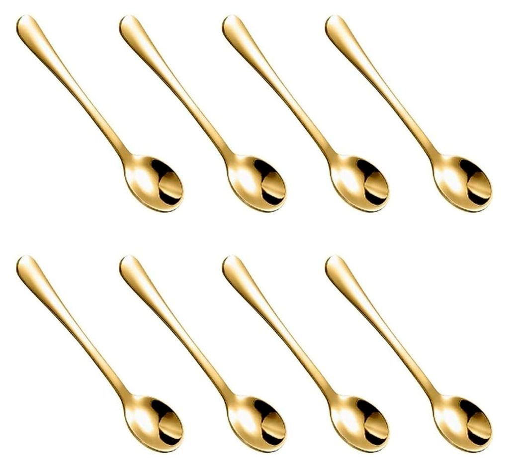 Mini-Edelstahl-Löffel für Gewürzgläser, Salz, Zucker, Pfeffer, Honig, geeignet zum Kochen und Servieren, 8 Stück
