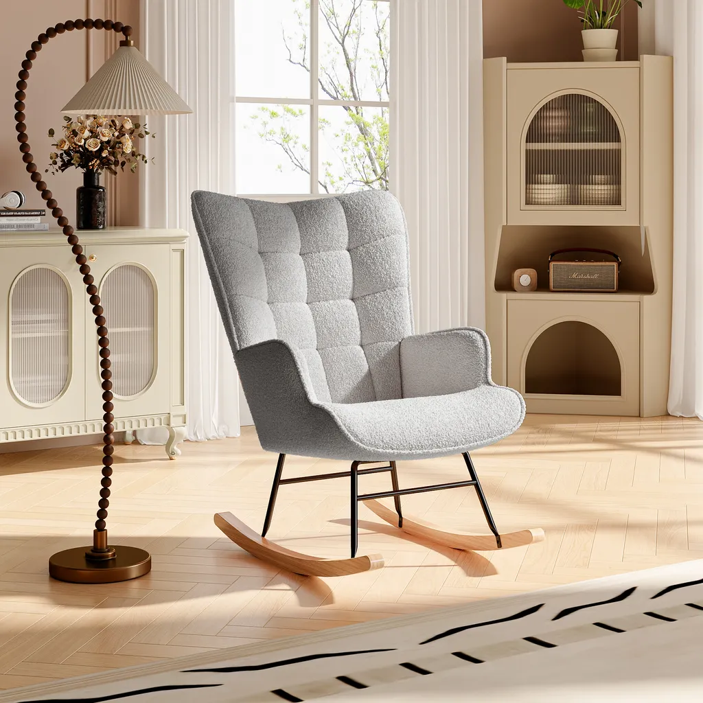 Sedia a Dondolo Ergonomica per Adulti Grigio - Relax Interno ed Esterno